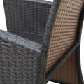 Wicker Patio Sets on Clearance, 4 Piece Outdoor Conversation Set With Glass Dining Table, Loveseat & Cushioned Wicker Chairs, Modern, for Yard, Porch, Garden, Pool, L4619