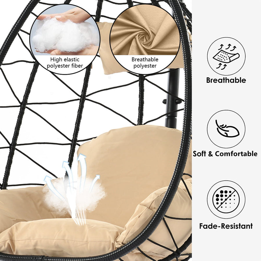 Clearance! Hanging Wicker Egg Chair, Outdoor Patio Hanging Chairs with Stand, UV Resistant Hammock Chair with Comfortable Cushion, Durable Indoor Swing Egg Chair for Garden, Backyard, L3959