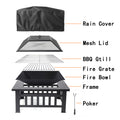 Fire Pit for Outside, Premium Hex-Shaped Steel Fire Pit w/Flame-Retardant Lid, Outdoor Metal Fire Pit with Poker, Multifunctional Heater/Grill/Ice Pit for Backyard Patio Garden BBQ Grill, S7039