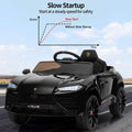 Kids Electric Cars for Backyard, Licensed Lamborghini Ride-on Toy, 12V Rechargeable Battery Electric 4 Tries Car with Remote Control, Horn, Radio, USB Port, Spring Suspension, LED Light, Blue, SS2461