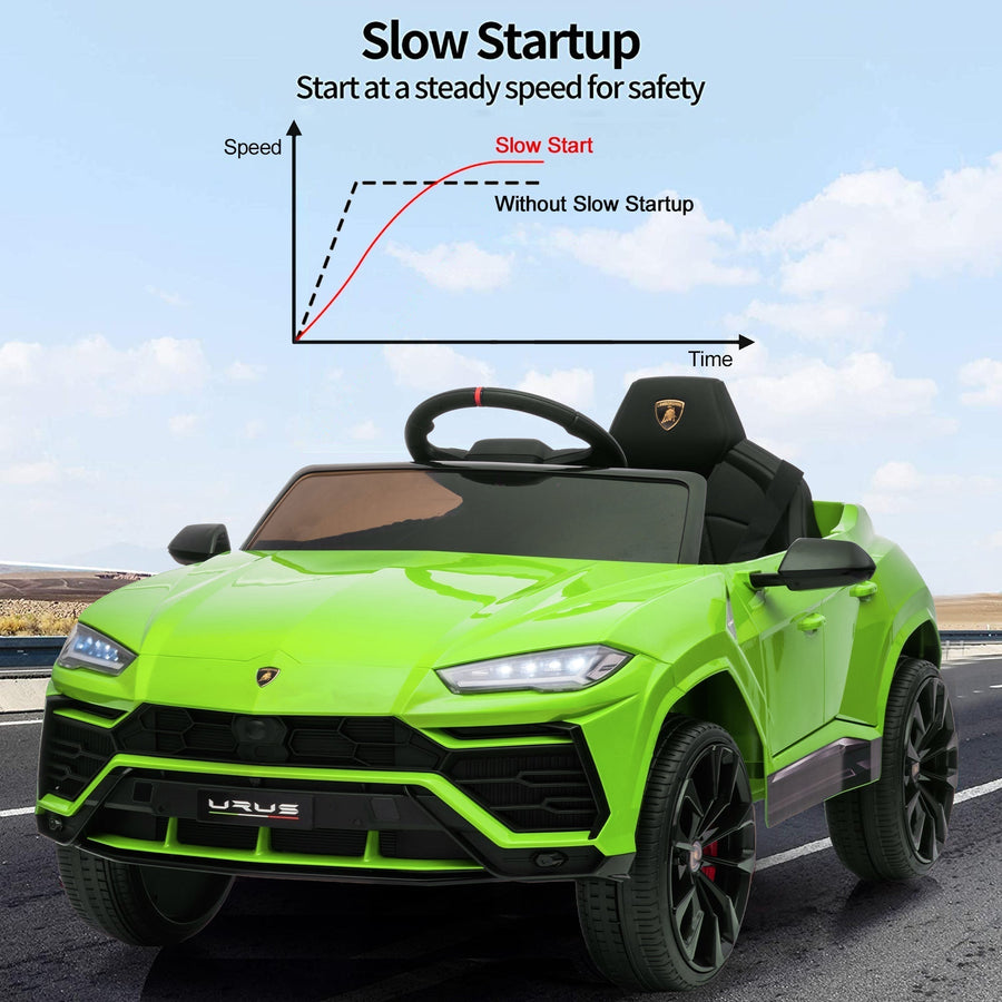 Kids Electric Cars for Backyard, Licensed Lamborghini Ride-on Toy, 12V Rechargeable Battery Electric 4 Tries Car with Remote Control, Horn, Radio, USB Port, Spring Suspension, LED Light, Blue, SS2461
