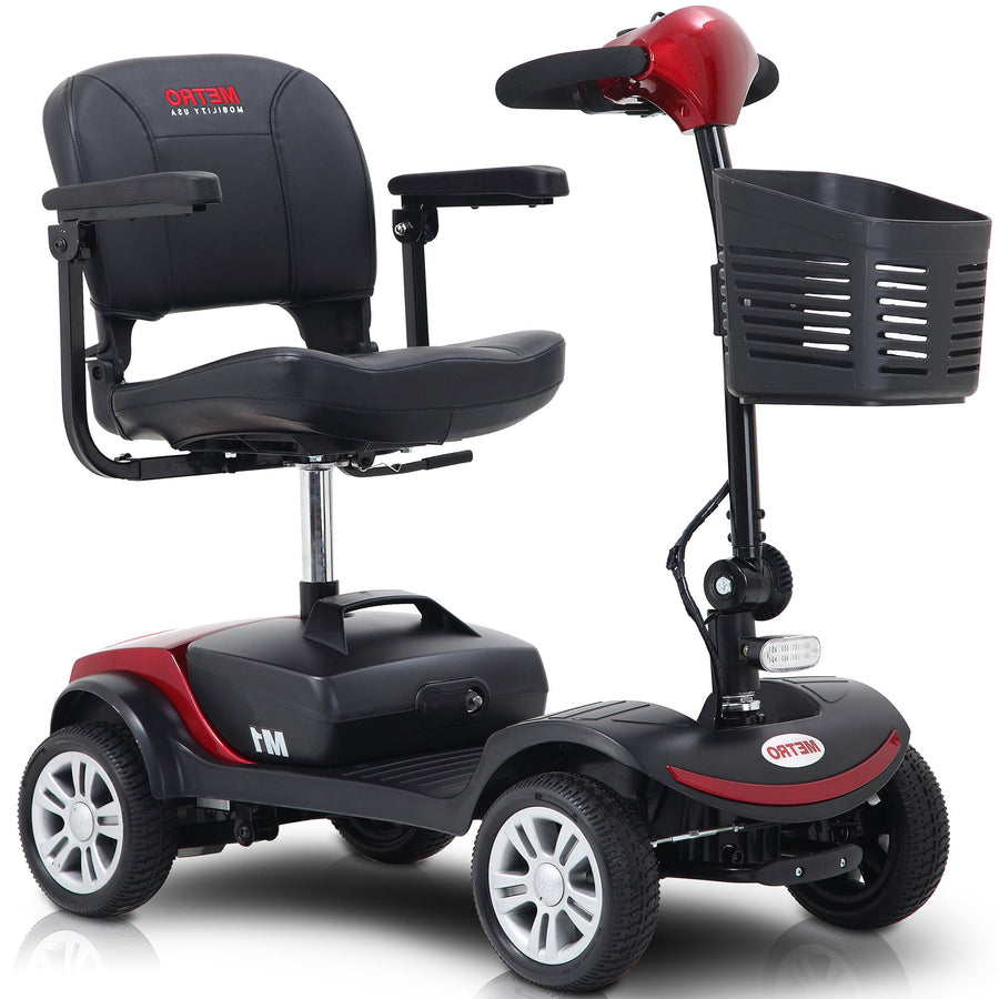 Segmart Compact Mobility Scooters for Senior, Heavy Duty Handicap Electric Scooters with 4 Wheel, Lightweight Motorized Scooter with Detachable Basket, Outdoor Scooter with Anti-Tip wheel, Red, S8680