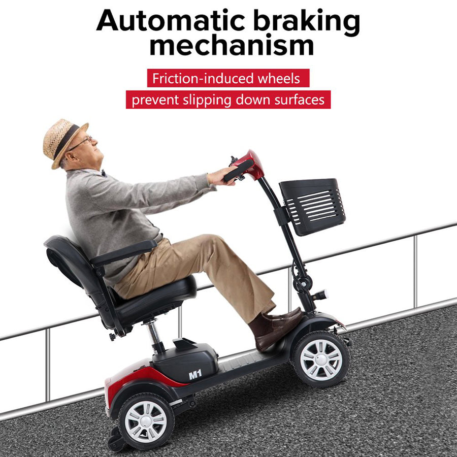 Segmart Compact Mobility Scooters for Senior, Heavy Duty Handicap Electric Scooters with 4 Wheel, Lightweight Motorized Scooter with Detachable Basket, Outdoor Scooter with Anti-Tip wheel, Red, S8680