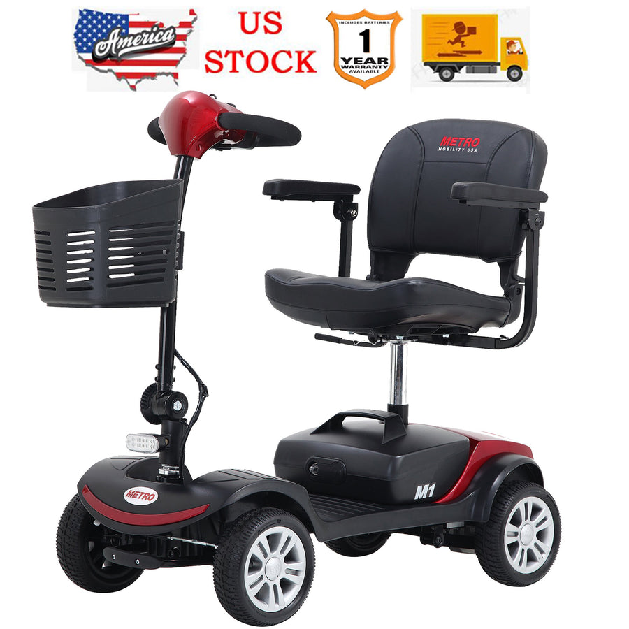 Segmart Compact Mobility Scooters for Senior, Heavy Duty Handicap Electric Scooters with 4 Wheel, Lightweight Motorized Scooter with Detachable Basket, Outdoor Scooter with Anti-Tip wheel, Red, S8680