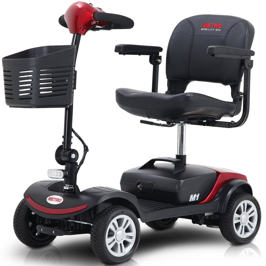 Segmart Compact Mobility Scooters for Senior, Heavy Duty Handicap Electric Scooters with 4 Wheel, Lightweight Motorized Scooter with Detachable Basket, Outdoor Scooter with Anti-Tip wheel, Red, S8680