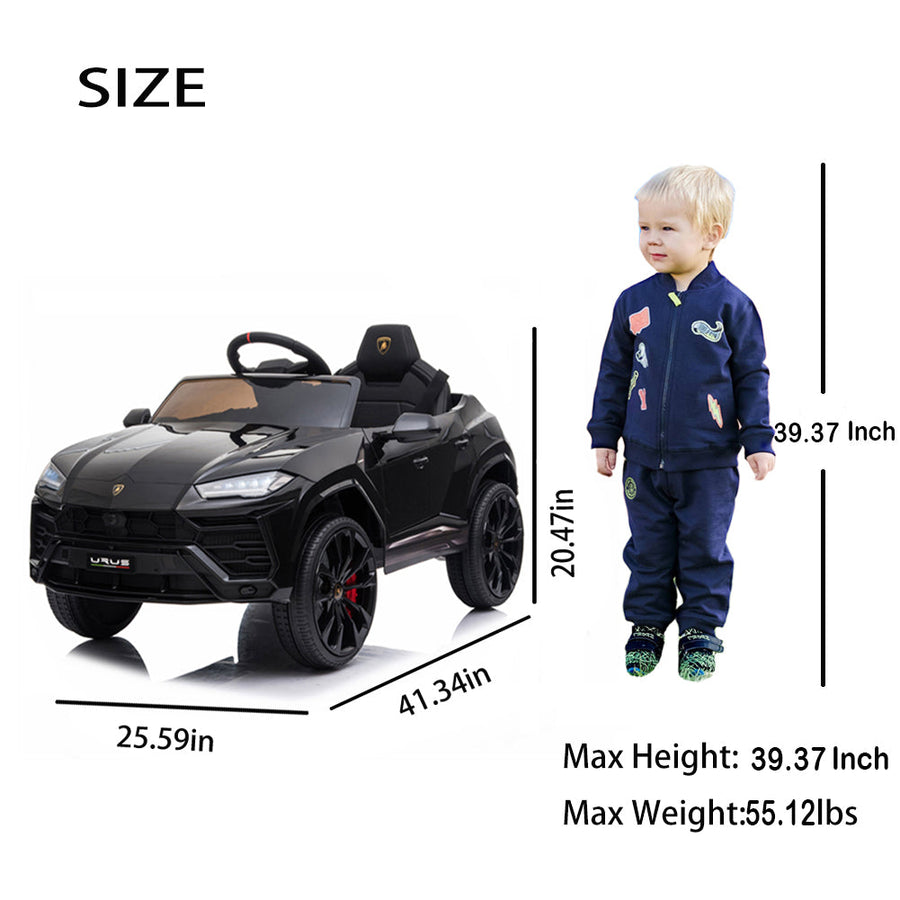 Kids Electric Cars for Backyard, Licensed Lamborghini Ride-on Toy, 12V Rechargeable Battery Electric 4 Tries Car with Remote Control, Horn, Radio, USB Port, Spring Suspension, LED Light, Blue, SS2461