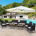 Outdoor Patio Furniture Set, 8 Piece Patio Conversation Set with 2 Loveseats, 2 Tea Tables, 4 Wicker Chairs, Modern Outdoor Rattan Wicker Patio Set for Yard, Porch, Pool, LLL1726
