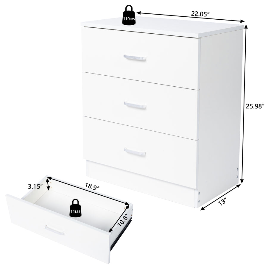 Segmart White Wood Chest Cabinet, 26" x 13" x 29" Durable MDF Wood Chest Cabinet with Metal Handles, Simple Bedroom Furniture Chest of Drawers for Closet to Storing Clothes, Cosmetic, S7893