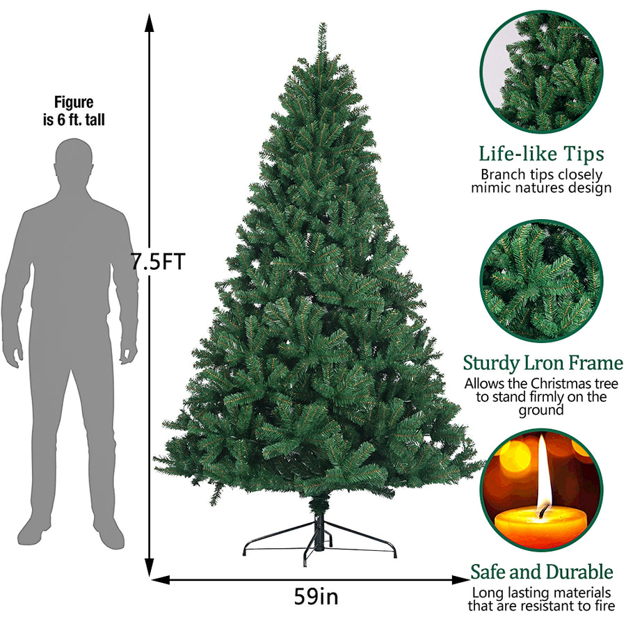 SEGMART 7.5FT Christmas Trees, Green Realistic Christmas Decor Tree with 1400 Tips, S04