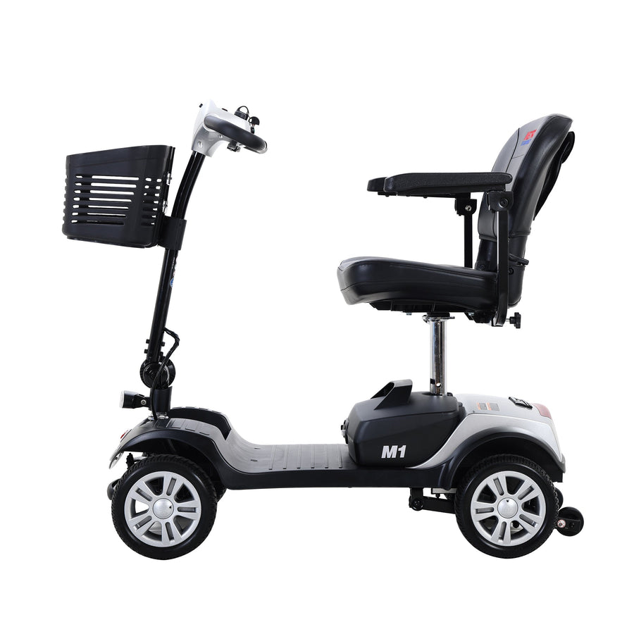 SEGMART Outdoor Mobility Scooters for Adults, Compact Motorized Scooter with Detachable Basket, Heavy Duty Mobility Scooter with 4 Wheel for Senior, 300lbs, Silver, SS1905