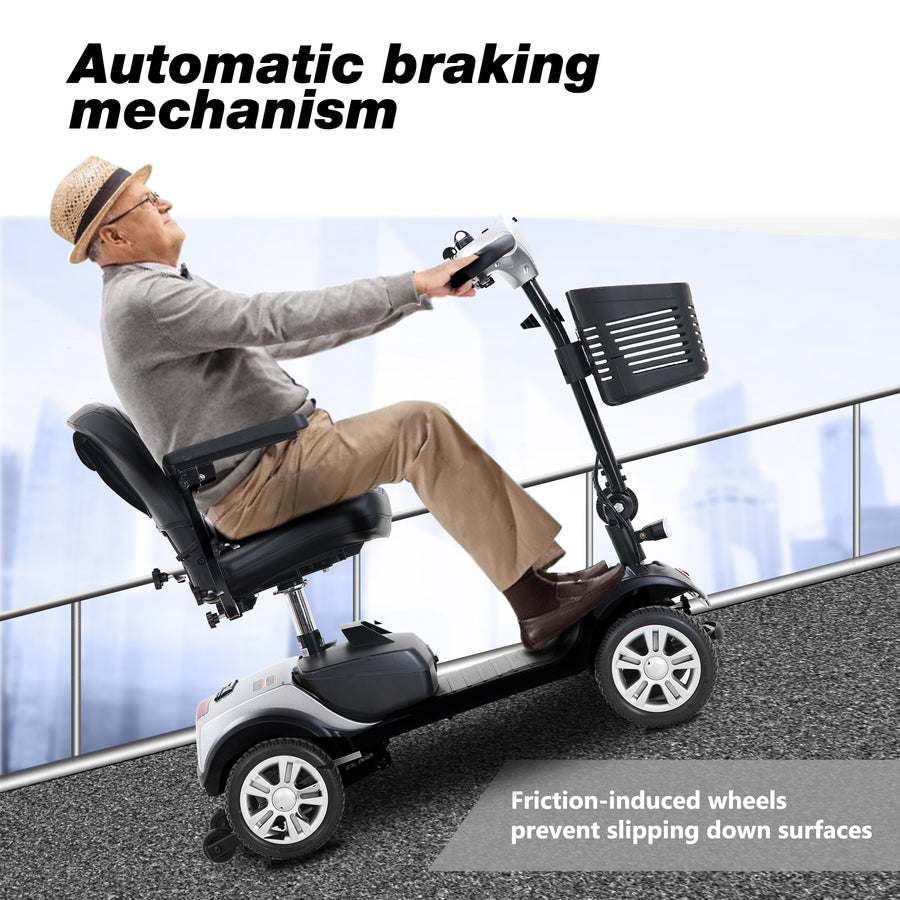 Mobility Scooters for Senior, Heavy Duty Electric Scooters with 300W Motor, Lightweight Compact Motorized Scooter with Headlights, Outdoor Mobility Scooter With Anti-Tip wheels, Silver, SS1903