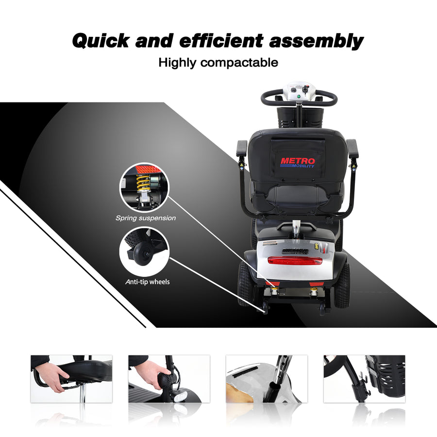 Outdoor Mobility Scooters for Senior, 4 Wheel Mobility Scooter with Detachable Basket, Motorized Electric Medical Carts for Seniors, Handicapped, Disabled Adults, Max Speed 8km/h, 265lbs, S8666