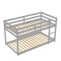 Twin over Twin Bunk Bed, SEGMART Wood Bunk Beds for Kids, Solid Bunk Bed Twin over Twin, Low Bunk Beds with Ladder/Rail, Space-Saving Bunk Beds for Small Rooms, No Box Spring Needed, Gray, H1401