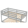 Twin over Twin Bunk Bed, SEGMART Wood Bunk Beds for Kids, Solid Bunk Bed Twin over Twin, Low Bunk Beds with Ladder/Rail, Space-Saving Bunk Beds for Small Rooms, No Box Spring Needed, Gray, H1401