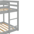 Twin over Twin Bunk Bed, SEGMART Wood Bunk Beds for Kids, Solid Bunk Bed Twin over Twin, Low Bunk Beds with Ladder/Rail, Space-Saving Bunk Beds for Small Rooms, No Box Spring Needed, Gray, H1401