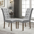 Beige Tufted Dining Chairs Set of 2, Upholstered High Back Padded Dining Chairs w/Solid Wood Legs, Classic Fabric Linen Dining Side Chair, for Home/Kitchen/Living Room/Party, S12493