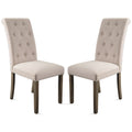 SEGMART Parsons Dining Chairs Set of 2, Upholstered Tufted Fabric High Back Padded Dining Chairs w/Solid Wood Legs, S03