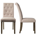 SEGMART Upholstered Dining Chairs Set of 2, Tufted High Back Padded Dining Chairs w/Solid Wood Legs, Classic Fabric Beige Linen Parsons Dining Side Chair, Beige, S12483