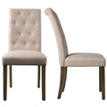 Beige Tufted Dining Chairs Set of 2, Upholstered High Back Padded Dining Chairs w/Solid Wood Legs, Classic Fabric Linen Dining Side Chair, for Home/Kitchen/Living Room/Party, S12493
