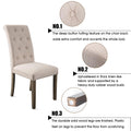 SEGMART Upholstered Dining Chairs Set of 2, Tufted High Back Padded Dining Chairs w/Solid Wood Legs, Classic Fabric Beige Linen Parsons Dining Side Chair, Beige, S12483