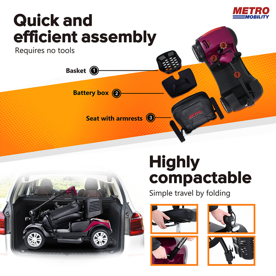 Segmart Mobility Scooters for Seniors, Heavy Duty Handicap Electric Scooters with 4 Wheel, Lightweight Compact Motorized Scooter with Headlights, Outdoor Power Scooter with Anti-Tip Wheels, Blue, SS113