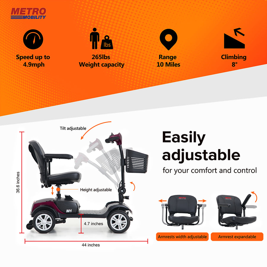 Segmart Mobility Scooters for Seniors, Heavy Duty Handicap Electric Scooters with 4 Wheel, Lightweight Compact Motorized Scooter with Headlights, Outdoor Power Scooter with Anti-Tip Wheels, Blue, SS113