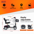 Outdoor Mobility Scooters for Senior, 4 Wheel Mobility Scooter with Detachable Basket, Motorized Electric Medical Carts for Seniors, Handicapped, Disabled Adults, Max Speed 8km/h, 265lbs, S8666