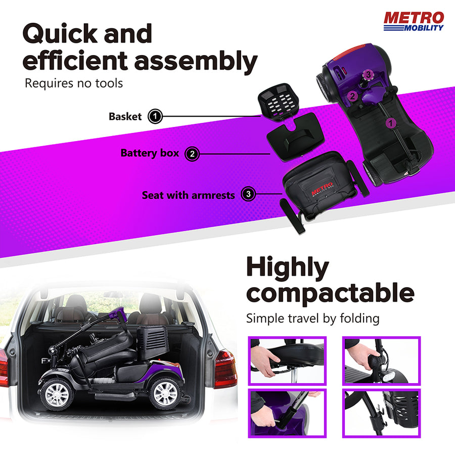 Segmart Mobility Scooters for Seniors, Heavy Duty Handicap Electric Scooters with 4 Wheel, Lightweight Compact Motorized Scooter with Headlights, Outdoor Power Scooter with Anti-Tip Wheels, Blue, SS113