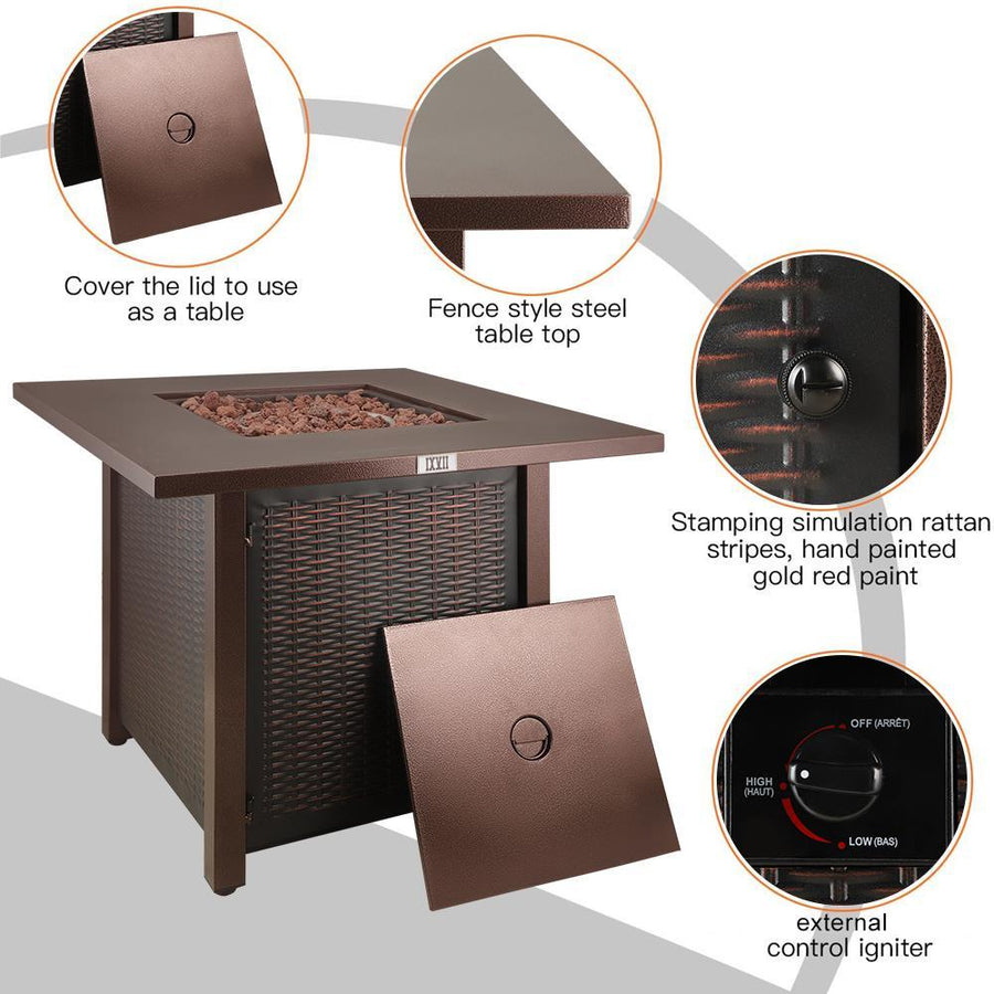 SEGMART 28'' Gas Fire Pit, 40000 BTU Auto-Ignition Fire Pit Table, S11