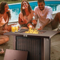 SEGMART 28'' Gas Fire Pit Table, 40000 BTU Auto-Ignition Fire Pit Table with Lid & Lava Rock, Control Knob, S10