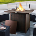 SEGMART 28'' Gas Fire Pit Table, 40000 BTU Auto-Ignition Fire Pit Table with Lid & Lava Rock, Control Knob, S10