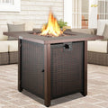 SEGMART 28'' Gas Fire Pit Table, 40000 BTU Auto-Ignition Fire Pit Table with Lid & Lava Rock, Control Knob, S10