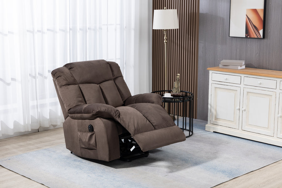 Lift Recliner, Electric Power Lounge Single Sofa for Elderly and Disabled, Heavy Duty Reclining Chair with Remote Control, Plush Fabric Sofa Living Room Chair with Overstuffed Design, Coffee, SS438