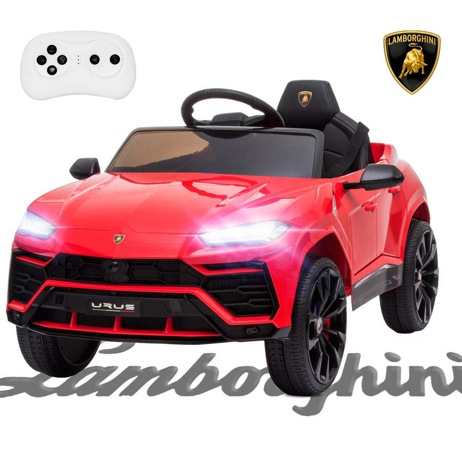Kids Electric Cars for Backyard, Licensed Lamborghini Ride-on Toy, 12V Rechargeable Battery Electric 4 Tries Car with Remote Control, Horn, Radio, USB Port, Spring Suspension, LED Light, Blue, SS2461
