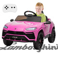Kids Electric Cars for Backyard, Licensed Lamborghini Ride-on Toy, 12V Rechargeable Battery Electric 4 Tries Car with Remote Control, Horn, Radio, USB Port, Spring Suspension, LED Light, Blue, SS2461