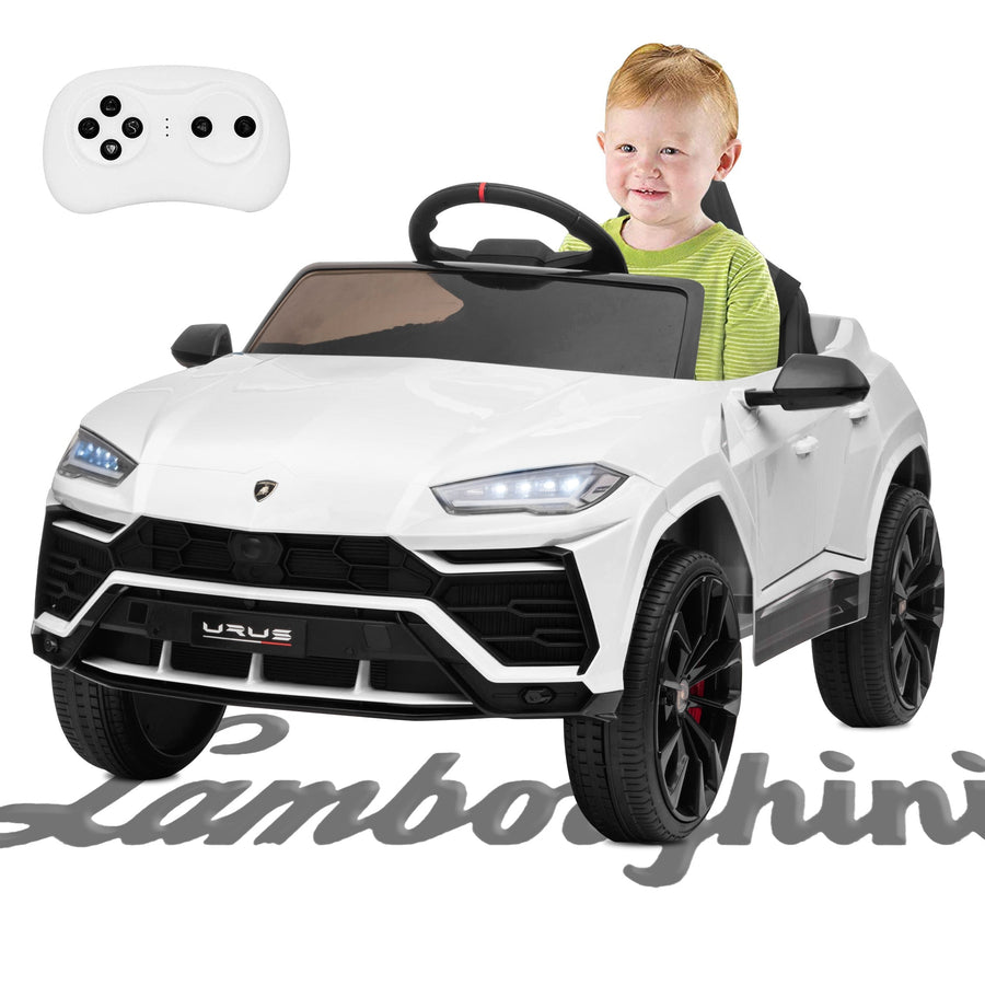 Kids Electric Cars for Backyard, Licensed Lamborghini Ride-on Toy, 12V Rechargeable Battery Electric 4 Tries Car with Remote Control, Horn, Radio, USB Port, Spring Suspension, LED Light, Blue, SS2461