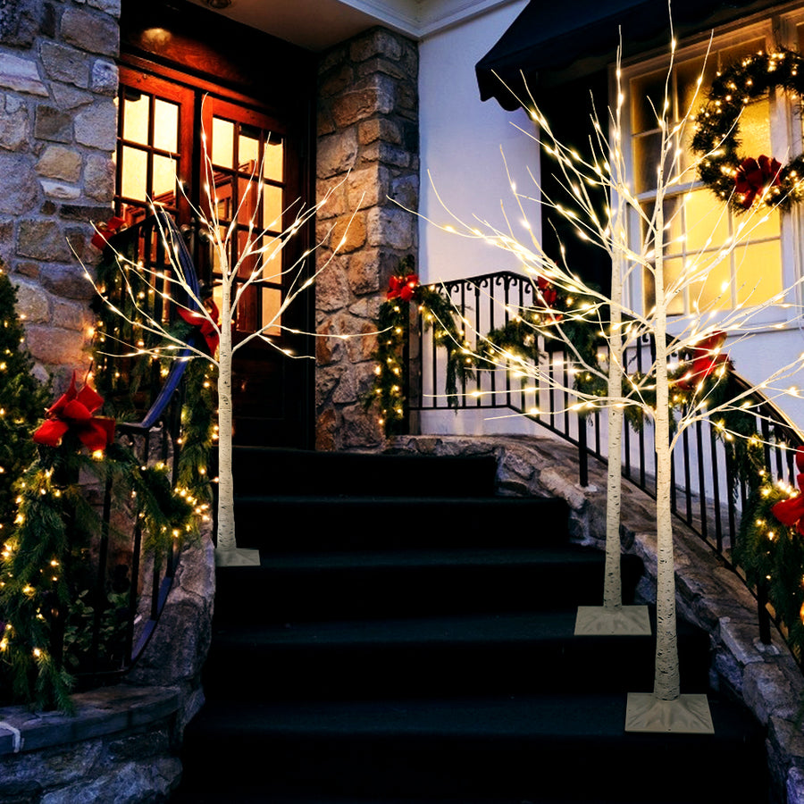 SEGMART 4FT 5 FT 6FT Pre-Lit Christmas Tree with Lights, 3 Piece Lighted LED Birch Christmas Tree, Lighted Tree and Branches for Festival, Wedding, Party, S05