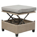 Outdoor Conversation Set, SEGMART 4 Piece Wicker Outdoor Daybed Furniture Sets with Canopy, Lifting Table, UV-Proof Patio Sectional Sofa Set with Cushions for Backyard, Porch, Garden, Pool, LLL177