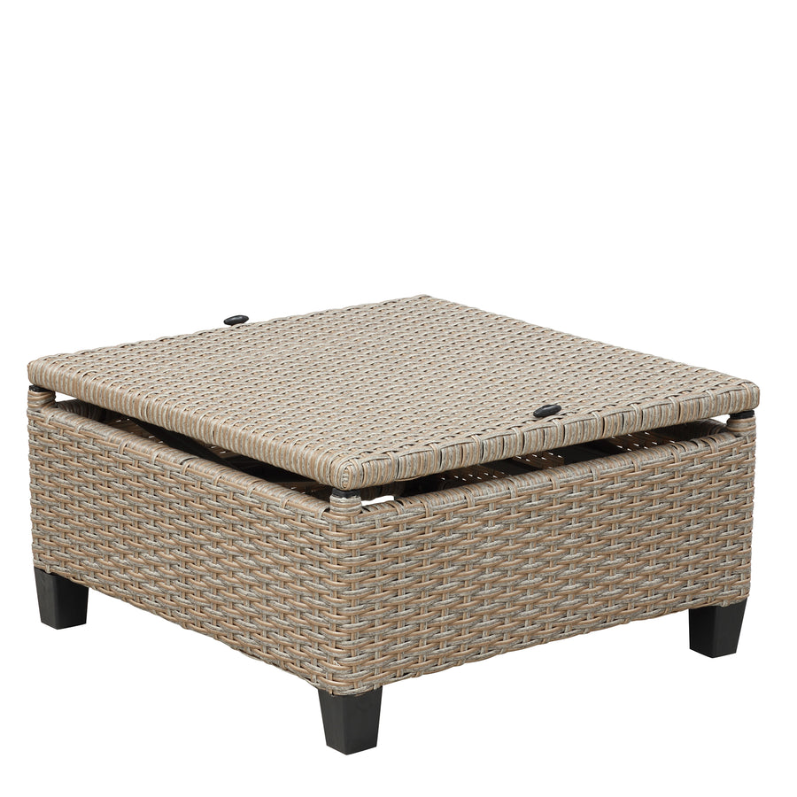 Outdoor Conversation Set, SEGMART 4 Piece Wicker Outdoor Daybed Furniture Sets with Canopy, Lifting Table, UV-Proof Patio Sectional Sofa Set with Cushions for Backyard, Porch, Garden, Pool, LLL177