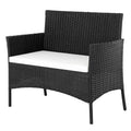 Wicker Chair Set, Upgrade 4 Piece Outdoor Patio Furniture Set with Wicker Chairs, Loveseat & Glass Coffee Table, Modern Rattan Conversation Set Wicker Patio Set for Yard, Porch, Poolside, LLL1718