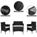 Wicker Chair Set, Upgrade 4 Piece Outdoor Patio Furniture Set with Wicker Chairs, Loveseat & Glass Coffee Table, Modern Rattan Conversation Set Wicker Patio Set for Yard, Porch, Poolside, LLL1718