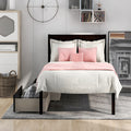 Twin Wood Bed Frame, Kids Platform Twin Bed with 2 Storage Drawers and Headboard, Platform Bed Frame Mattress Foundation with Wood Slat Support for Kids, Teens, White, SS954