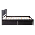 Twin Wood Bed Frame, Kids Platform Twin Bed with 2 Storage Drawers and Headboard, Platform Bed Frame Mattress Foundation with Wood Slat Support for Kids, Teens, White, SS954