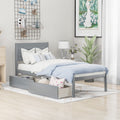 Twin Wood Bed Frame, Kids Platform Twin Bed with 2 Storage Drawers and Headboard, Platform Bed Frame Mattress Foundation with Wood Slat Support for Kids, Teens, White, SS954