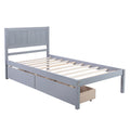 Twin Wood Bed Frame, Kids Platform Twin Bed with 2 Storage Drawers and Headboard, Platform Bed Frame Mattress Foundation with Wood Slat Support for Kids, Teens, White, SS954