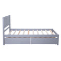 Twin Wood Bed Frame, Kids Platform Twin Bed with 2 Storage Drawers and Headboard, Platform Bed Frame Mattress Foundation with Wood Slat Support for Kids, Teens, White, SS954