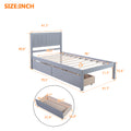 Twin Wood Bed Frame, Kids Platform Twin Bed with 2 Storage Drawers and Headboard, Platform Bed Frame Mattress Foundation with Wood Slat Support for Kids, Teens, White, SS954