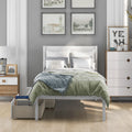 Twin Wood Bed Frame, Kids Platform Twin Bed with 2 Storage Drawers and Headboard, Platform Bed Frame Mattress Foundation with Wood Slat Support for Kids, Teens, White, SS954