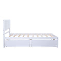 Twin Wood Bed Frame, Kids Platform Twin Bed with 2 Storage Drawers and Headboard, Platform Bed Frame Mattress Foundation with Wood Slat Support for Kids, Teens, White, SS954
