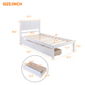 Twin Wood Bed Frame, Kids Platform Twin Bed with 2 Storage Drawers and Headboard, Platform Bed Frame Mattress Foundation with Wood Slat Support for Kids, Teens, White, SS954